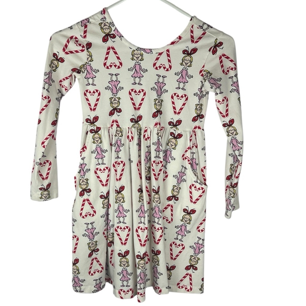 Hanna Anderson grinch Cindy Lou who candy cane skater dress size 6-7